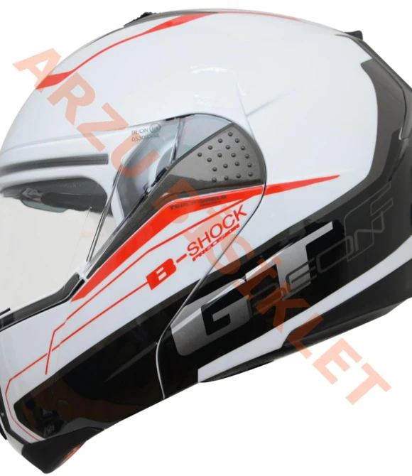 BEON- ÇENE AÇILIR VİZÖRLÜ KASK [B700] [BEYAZ-KIRMIZI] [B-SHOCK] [M]-54797