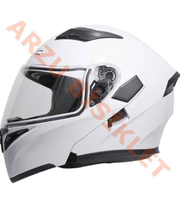 KC - ÇENE AÇILIR VİZÖRLÜ KASK [KC902] [BEYAZ] [XL]-66160**İNTERCOM+BAFF+RENKLİ VİZÖR HEDİYEDİR**