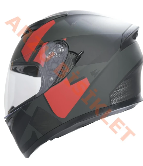KC-KAPALI VİZÖRLÜ KASK [KC316-1] MAT SİYAH - KIRMIZI [L] E BELGELİ-66058