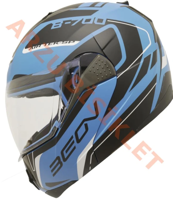 BEON- ÇENE AÇILIR VİZÖRLÜ KASK [B700] [MAVİ - SİYAH] [AIR TEK] [M]-57846