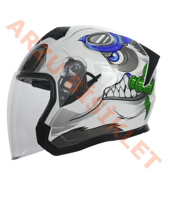 KC-ÇENESİZ VİZÖRLÜ YAZLIK KASK [KC528-1] PANDA [L] E BELGELİ-66042