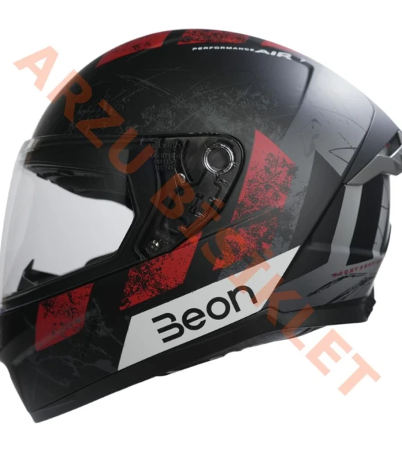 BEON- KAPALI KASK [FULL FACE] [B507] [SİYAH-KIRMIZI-GRİ] [L]-66071