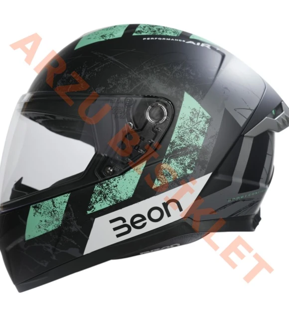 BEON- KAPALI KASK [FULL FACE] [B507] [SİYAH-YEŞİL-GRİ] [XXL]-66093