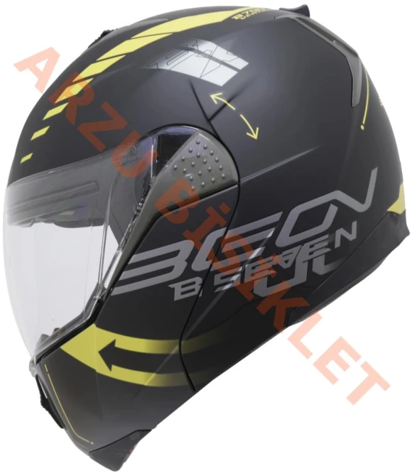 BEON- ÇENE AÇILIR VİZÖRLÜ KASK [B700] [SİYAH - SARI] [VERTİGO] [M]-57830