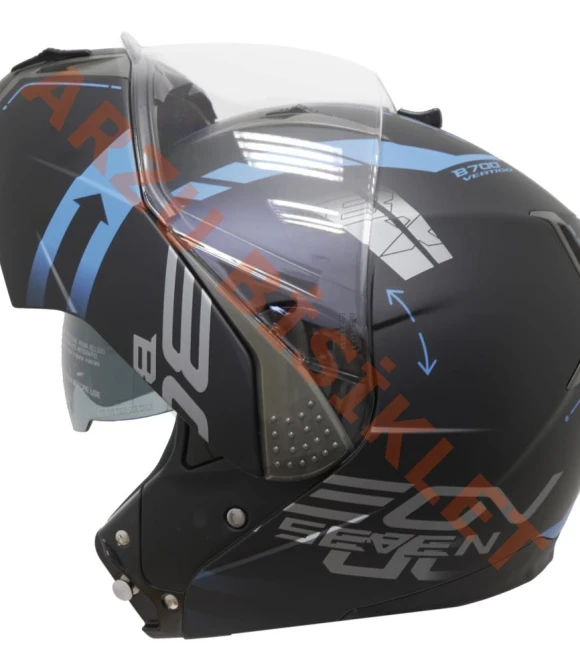 BEON- ÇENE AÇILIR VİZÖRLÜ KASK [B700] [SİYAH - MAVİ] [VERTİGO] [L]-57859