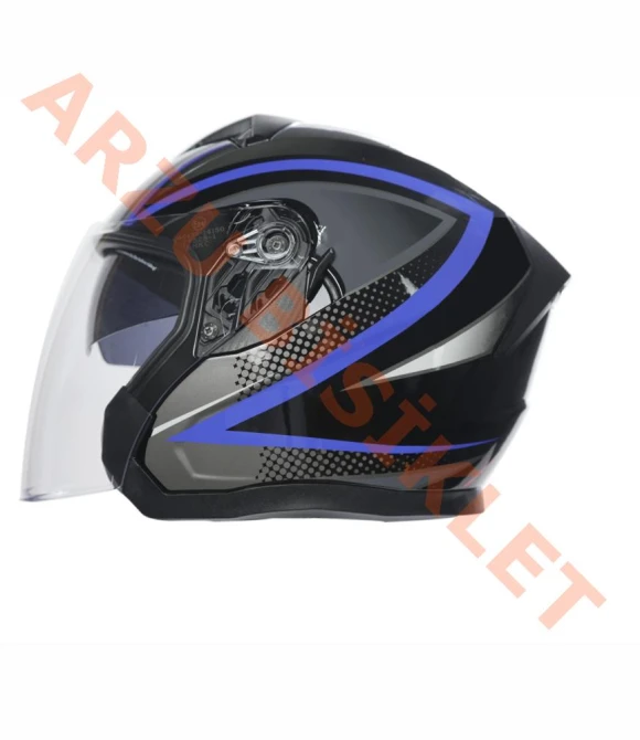 KC-ÇENESİZ VİZÖRLÜ YAZLIK KASK [KC528-1] SİYAH - MAVİ [S] E BELGELİ-66044