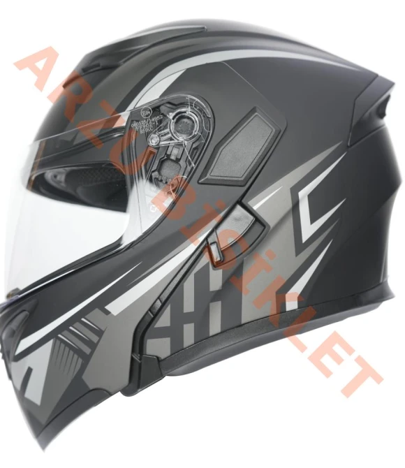 KC-ÇENE AÇILIR VİZÖRLÜ KASK [KC902] MAT SİYAH -GRİ [S] E BELGELİ-66028
