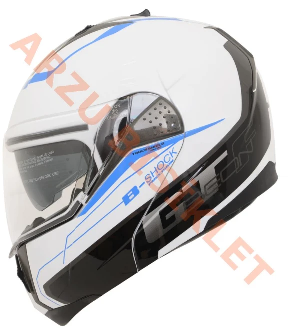 BEON- ÇENE AÇILIR VİZÖRLÜ KASK [B700] [BEYAZ-MAVİ] [B-SHOCK] [XL]-57683