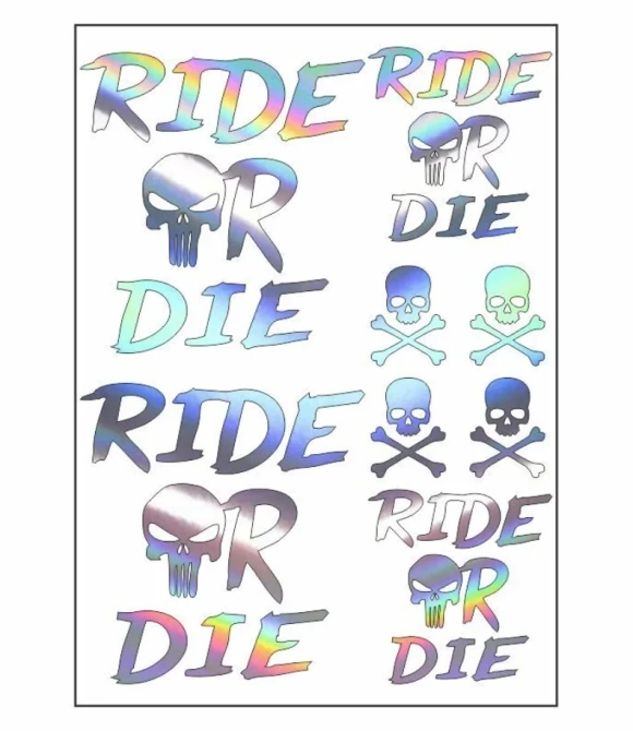 A4 STİCKER 123 TEK PAKET ÇOKLU STİCKER RİDE OR DİE HOLOGRAM