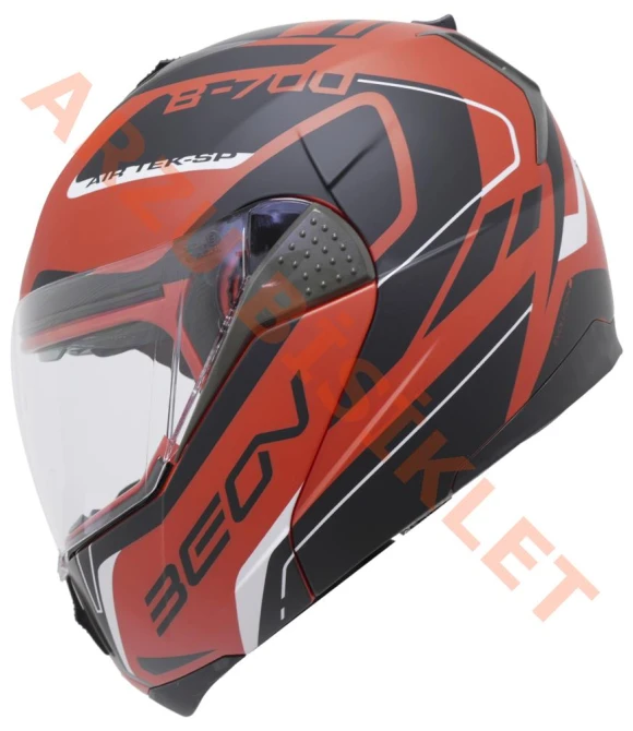 BEON- ÇENE AÇILIR VİZÖRLÜ KASK [B700] [KIRMIZI - SİYAH] [AIR TEK] [XL]-57852