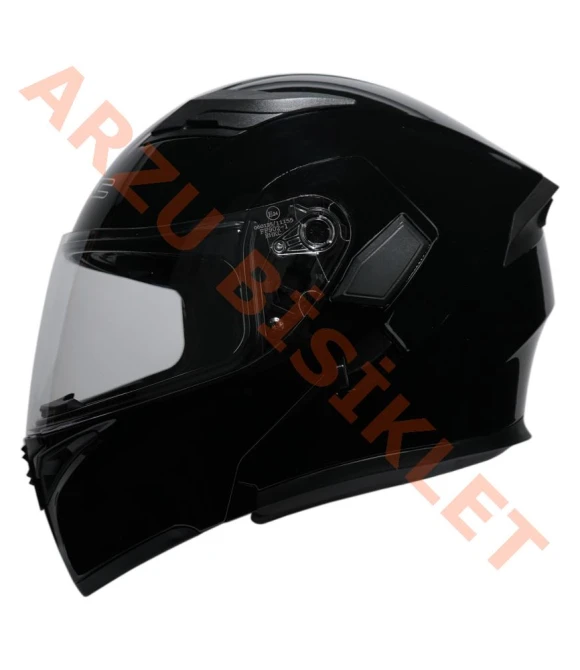 KC - ÇENE AÇILIR VİZÖRLÜ KASK [KC902] [SİYAH] [M]-66166**İNTERCOM+BAFF+RENKLİ VİZÖR HEDİYEDİR**