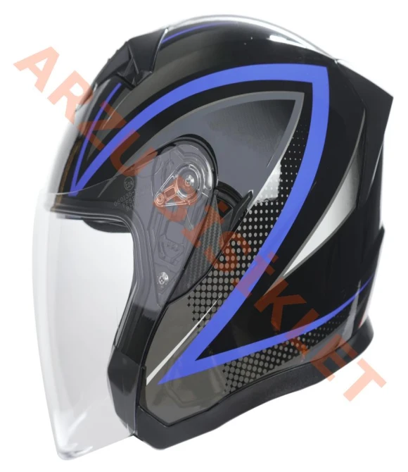 KC-ÇENESİZ VİZÖRLÜ YAZLIK KASK [KC528-1] SİYAH - MAVİ [M] E BELGELİ-66045