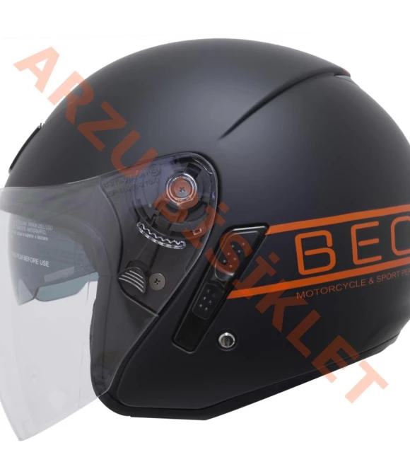 BEON-ÇENESİZ VİZÖRLÜ YAZLIK KASK [B217] [MAT SİYAH - TURUNCU] [S]-57833