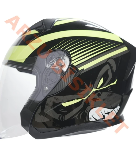 KC-ÇENESİZ VİZÖRLÜ YAZLIK KASK [KC528-1] SİYAH - NEON YEŞİL [L] E BELGELİ-66038