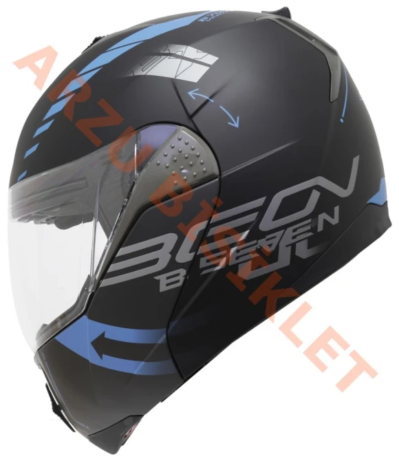 BEON- ÇENE AÇILIR VİZÖRLÜ KASK [B700] [SİYAH - MAVİ] [VERTİGO] [S]-57857