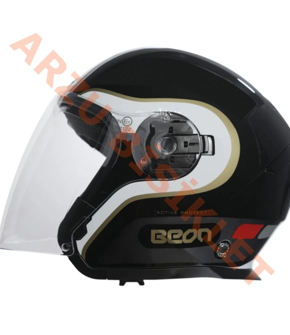 BEON- ÇENESİZ VİZÖRLÜ YAZLIK KASK [B203] [SİYAH-BEYAZ-ALTIN] [M]-66100