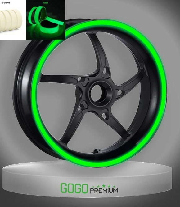 GECE YANAN DOĞAL RENK FOSFORLU 7cm x 7 m LÜKS 1 SET JANT ŞERİDİ-LUKSSRT020