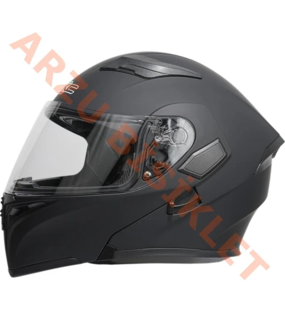 KC - ÇENE AÇILIR VİZÖRLÜ KASK [KC902] [MAT SİYAH] [M]-66162**İNTERCOM+BAFF+RENKLİ VİZÖR HEDİYEDİR**
