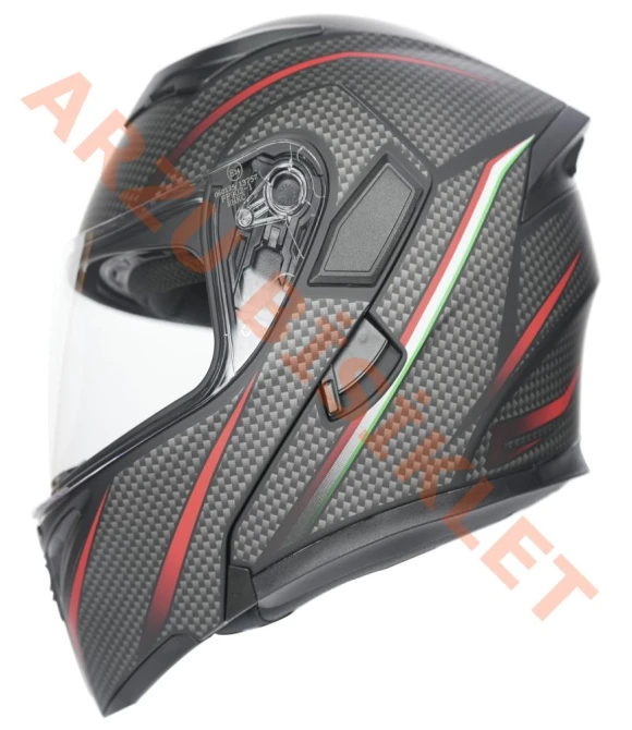 KC-ÇENE AÇILIR VİZÖRLÜ KASK [KC902] MAT SİYAH - GRİ DAMALI [L] E BELGELİ-66014