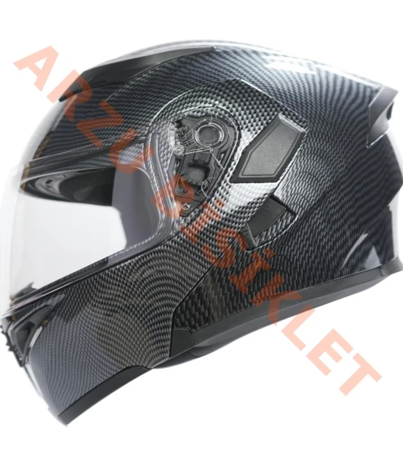 KC-ÇENE AÇILIR VİZÖRLÜ KASK [KC902] [KARBON] [S] E BELGELİ-66032***RENKLİ VİZÖR HEDİYELİDİR***